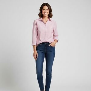 Talbots Pink and White Striped Button Down